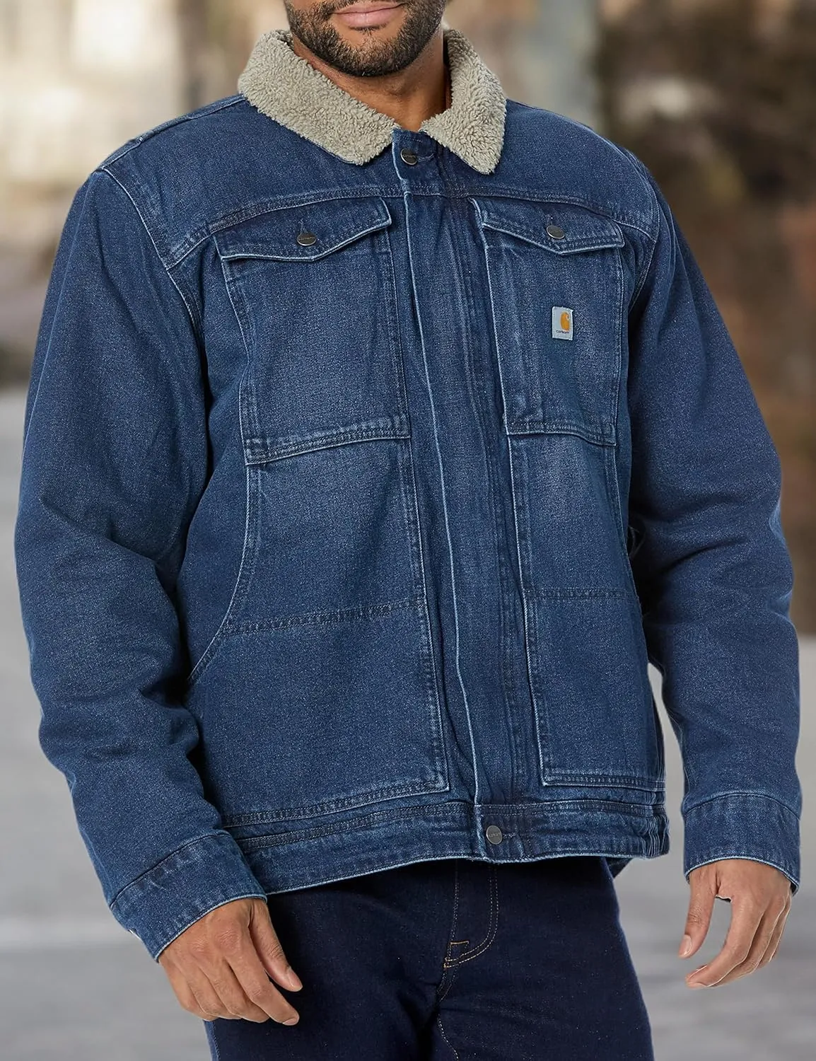 Carhartt Men's Relaxed Fit Denim Sherpa-Lined Jacket