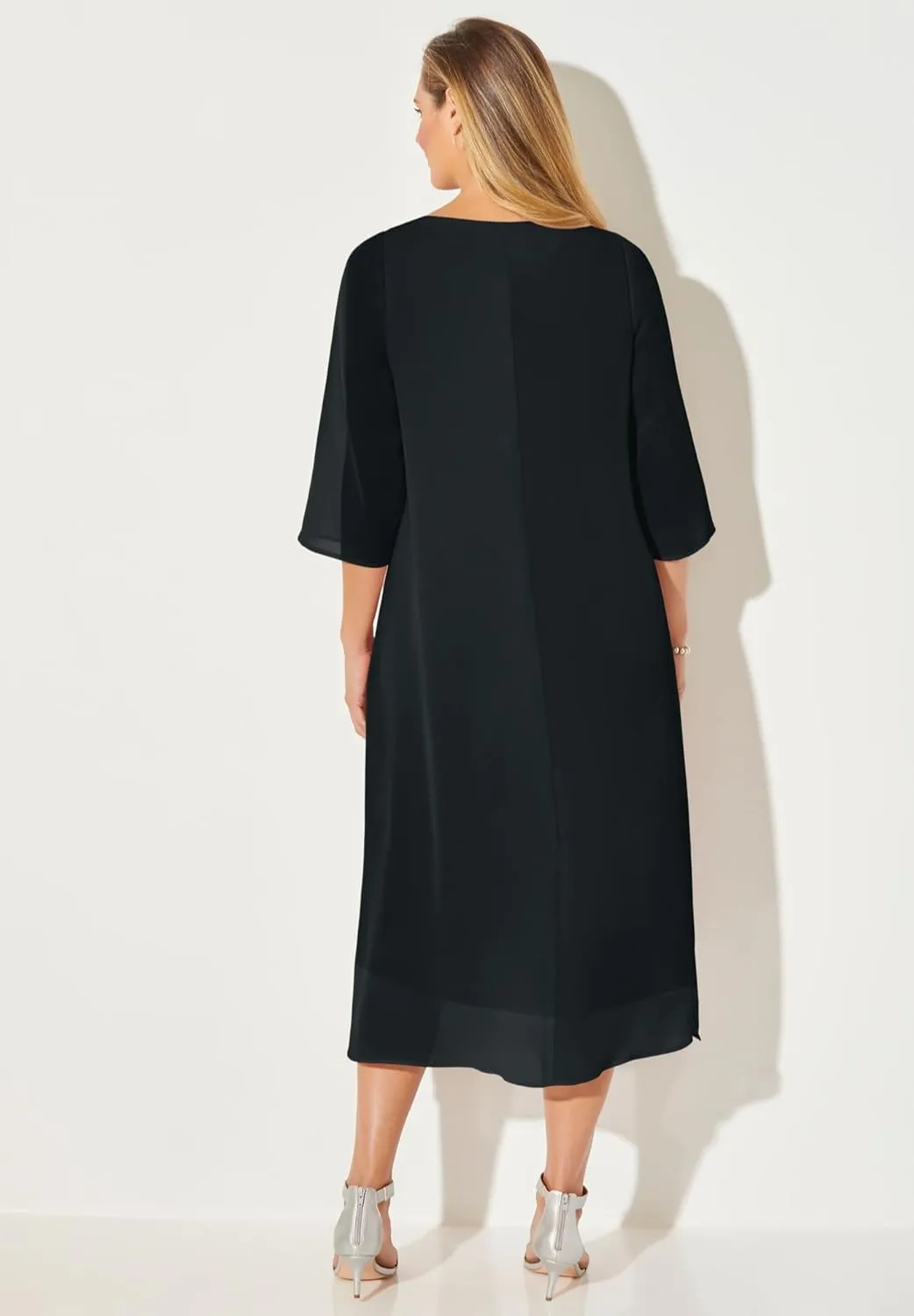 Catherines Women's Plus Size Petite Midnight Dazzle Mesh Flyaway Dress