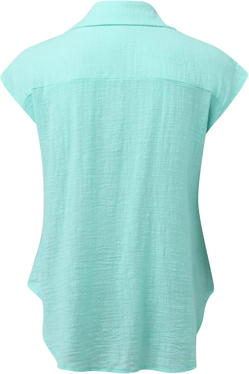 Ceboyel Shirts for Women Trendy Summer Cotton Linen Short Sleeve Tops Collared Button Down Causal Blouse Laides Clothing 2023