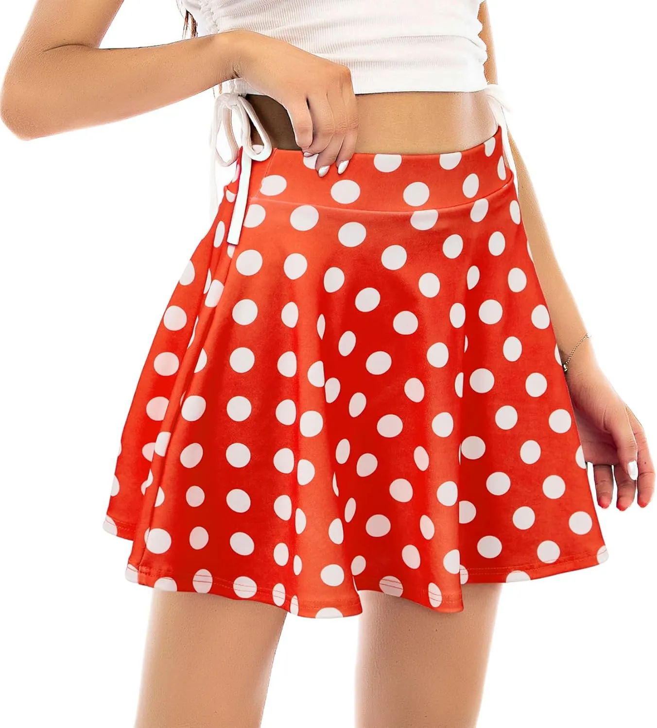Century Star Women's Stretchy Flared Pleated Skater Skirt Tennis School Uniforms A Line Mini Short Skirt