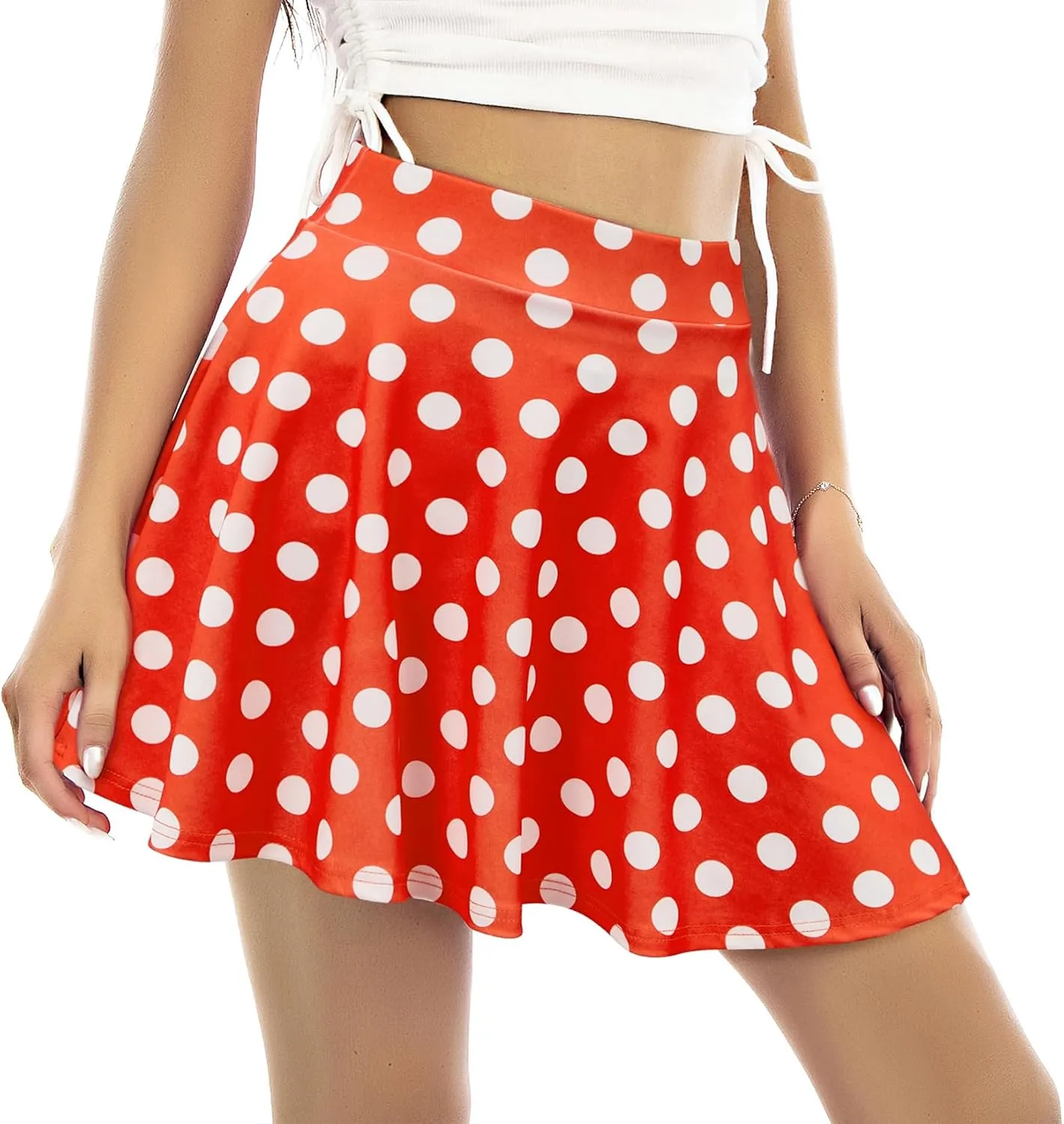 Century Star Women's Stretchy Flared Pleated Skater Skirt Tennis School Uniforms A Line Mini Short Skirt