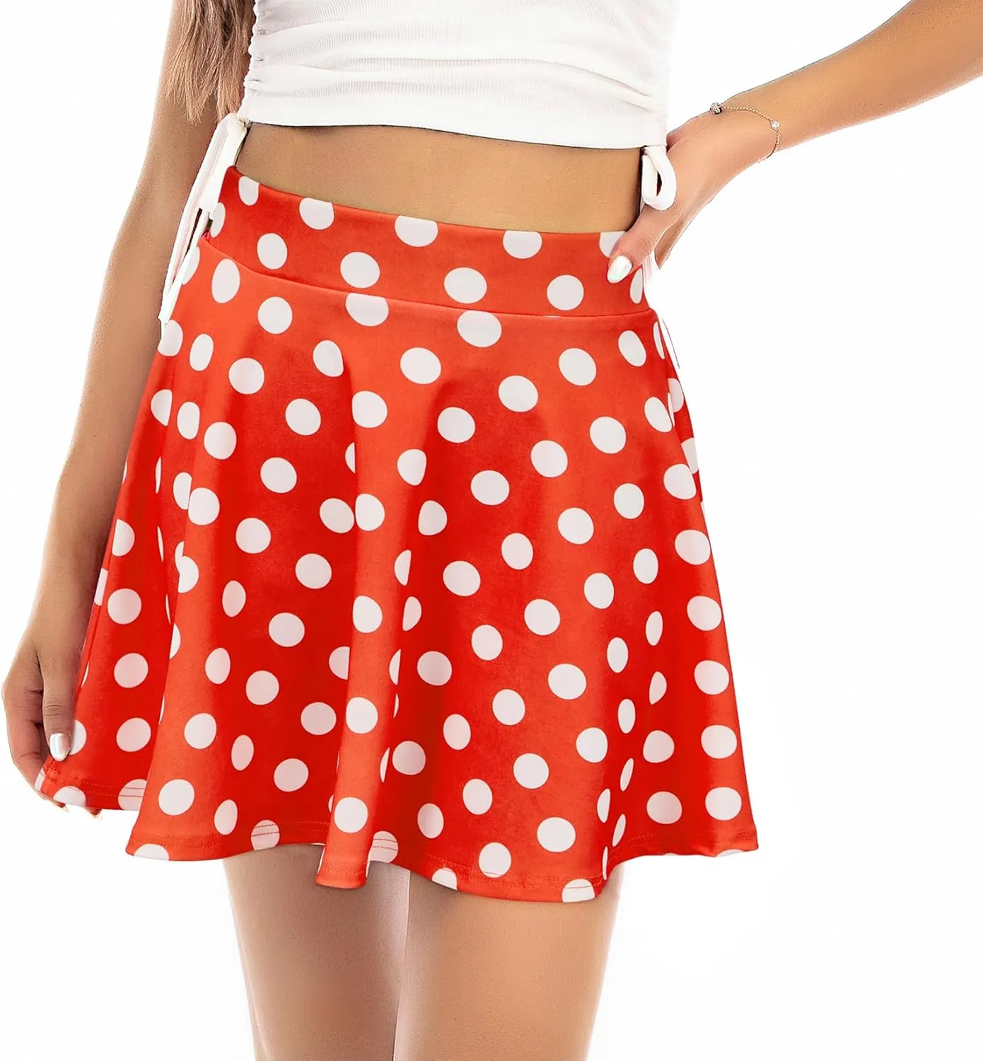 Century Star Women's Stretchy Flared Pleated Skater Skirt Tennis School Uniforms A Line Mini Short Skirt
