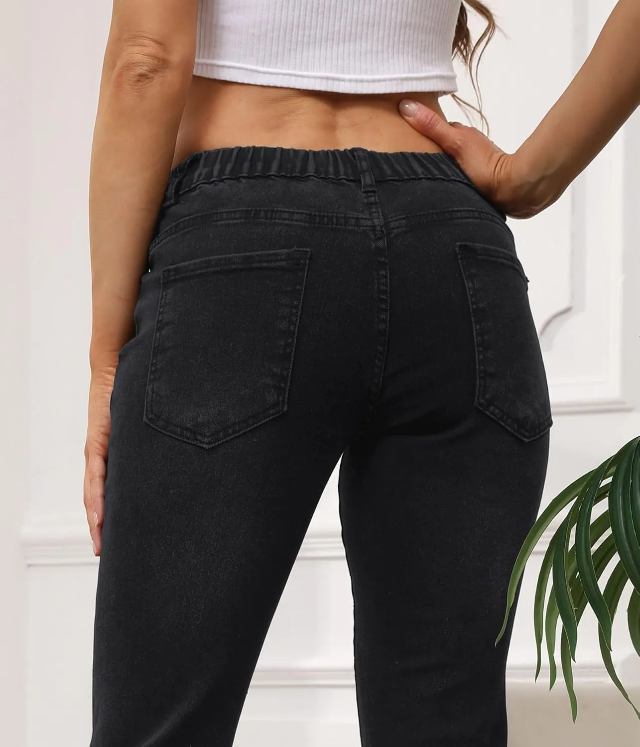 CHARTOU Women Cute Stretch Denim Jeans Ripped Distressed Frayed Hem Denim Pants Tassel Fringe Cropped Jeans