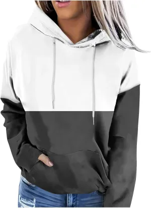 Color Block Hoodies For Women Trendy 2024 Teen Girls Fall Outfits Casual Long Sleeve Hooded Pullover Sweatshirts