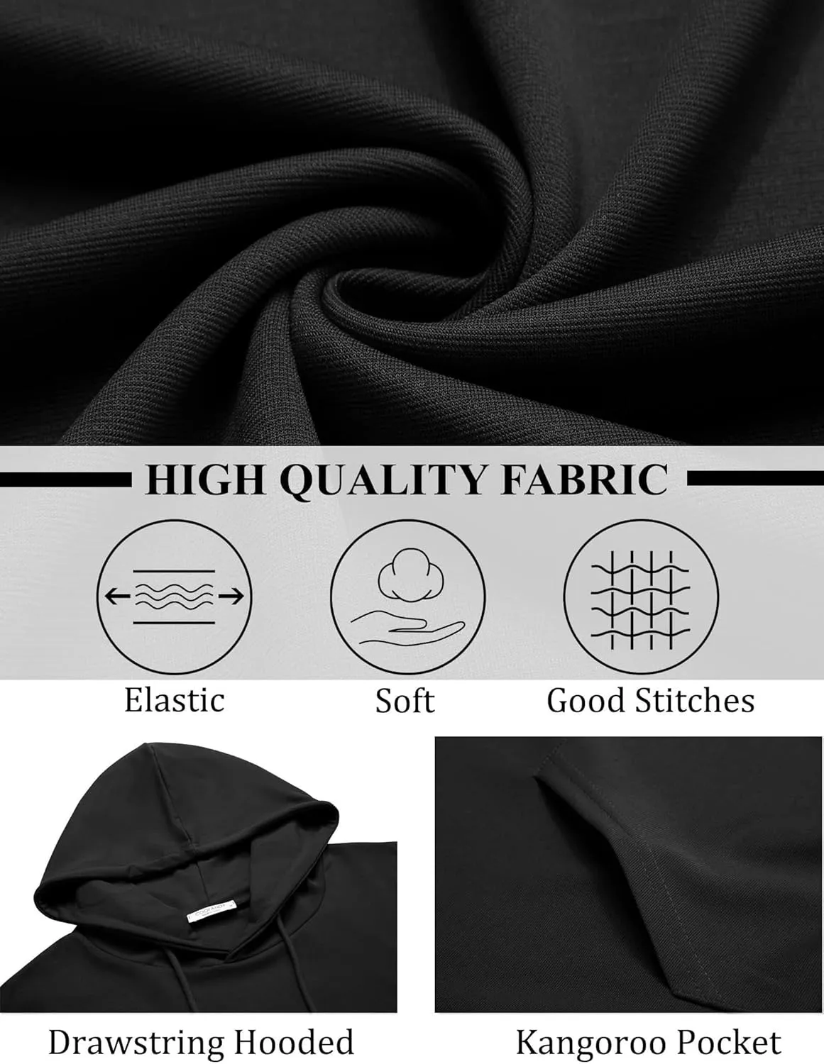 COOFANDY Mens Hoodies Pullover Long Sleeve Casual Fashion Sweatshirts Drawstring Gym Hooded Shirt with Kanga Pocket