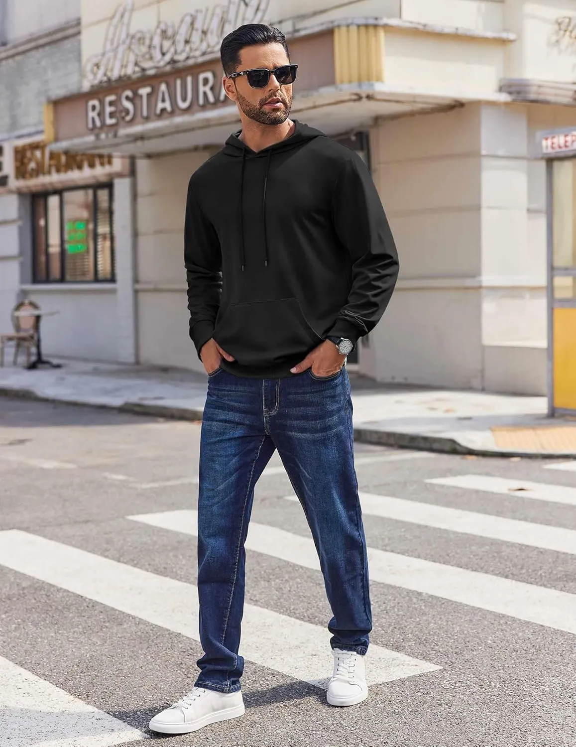 COOFANDY Mens Hoodies Pullover Long Sleeve Casual Fashion Sweatshirts Drawstring Gym Hooded Shirt with Kanga Pocket