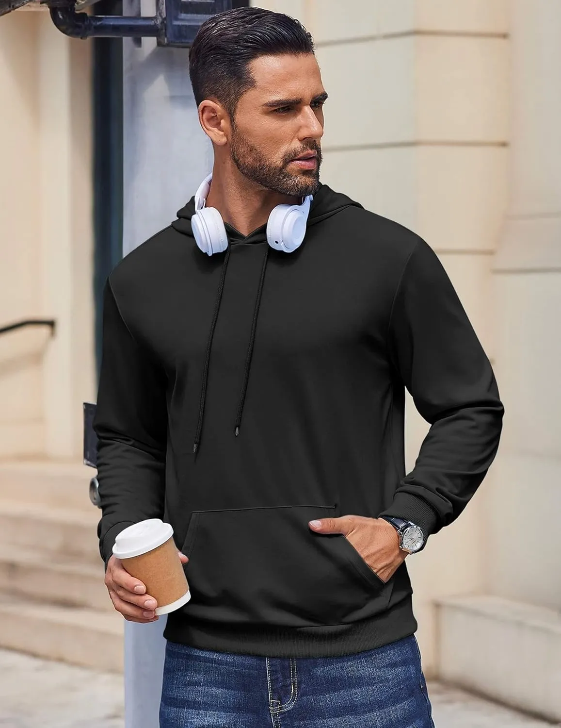 COOFANDY Mens Hoodies Pullover Long Sleeve Casual Fashion Sweatshirts Drawstring Gym Hooded Shirt with Kanga Pocket