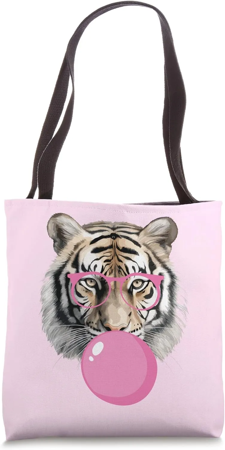 Cool Big King Tiger Bubble Gum Glasses For Mama Women Lover Tote Bag