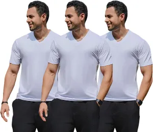 Cotton Blend Tshirts V-Neck Short Sleeve for Men Undershirt V Neck,Quick-Dry Gym Workout Breathable T-Shirt