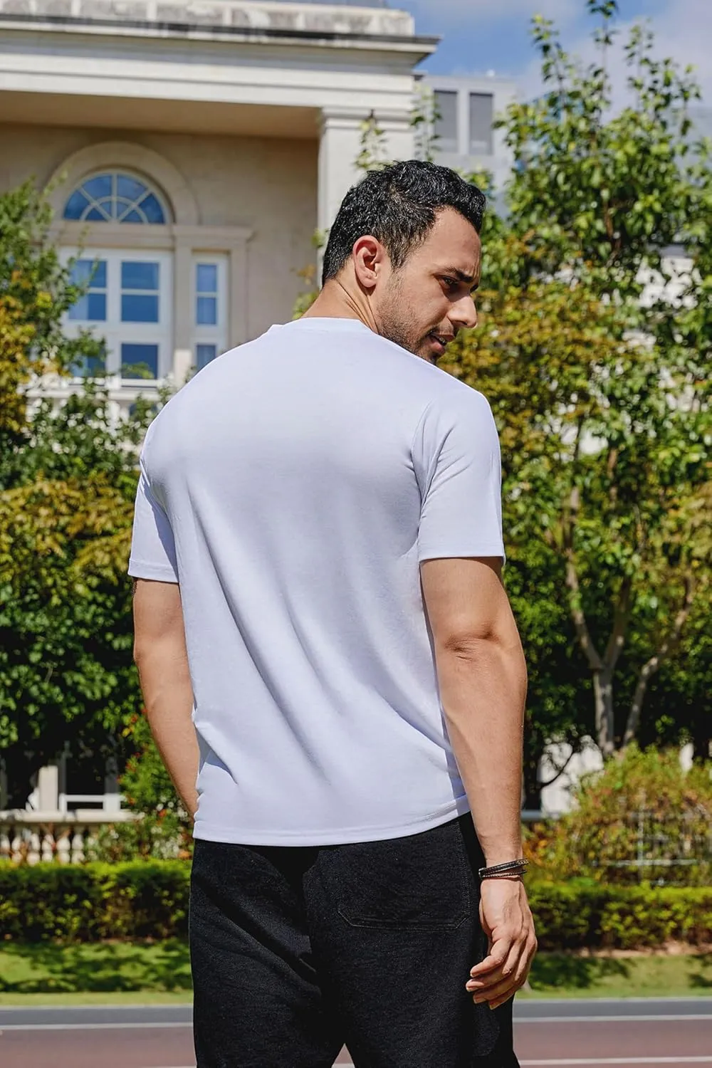 Cotton Blend Tshirts V-Neck Short Sleeve for Men Undershirt V Neck,Quick-Dry Gym Workout Breathable T-Shirt