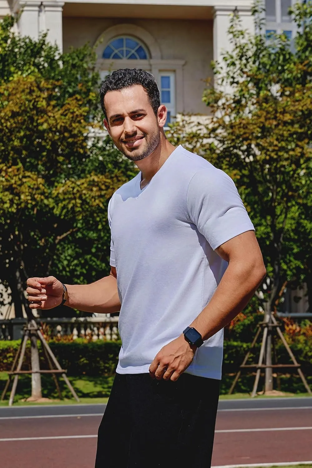 Cotton Blend Tshirts V-Neck Short Sleeve for Men Undershirt V Neck,Quick-Dry Gym Workout Breathable T-Shirt