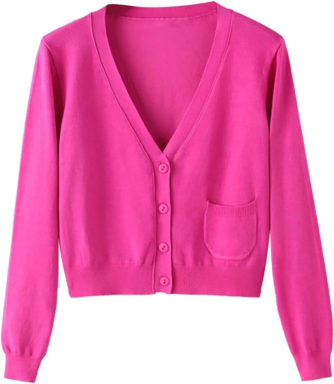 Cotton Sweaters for Women Oversized Cardigan Knitted Button Up Fall Clothing Deep V Neck Long Sleeve Cropped Lightweight Coat