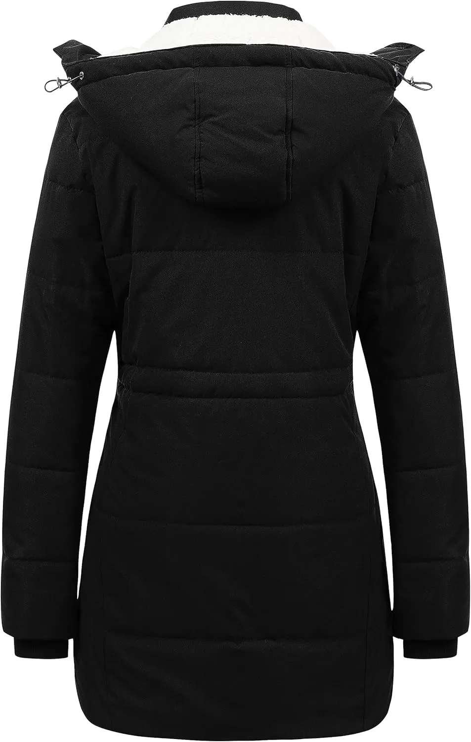 CREATMO US Women's Thicken Sherpa Winter Coat Puffy Warm Snow Jacket With Removable Hood
