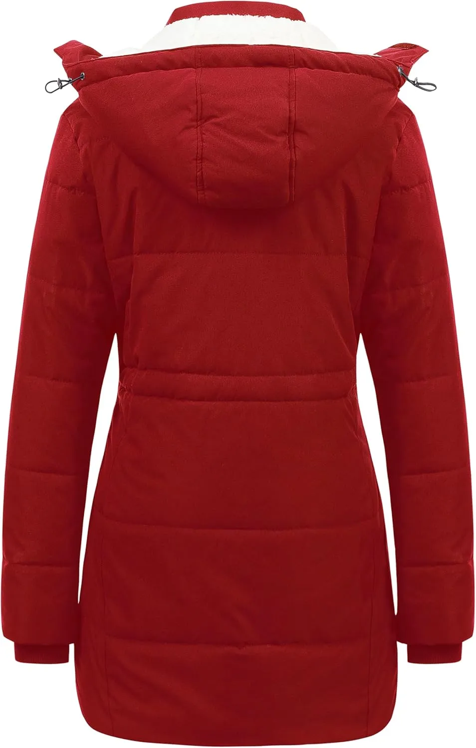 CREATMO US Women's Thicken Sherpa Winter Coat Puffy Warm Snow Jacket With Removable Hood