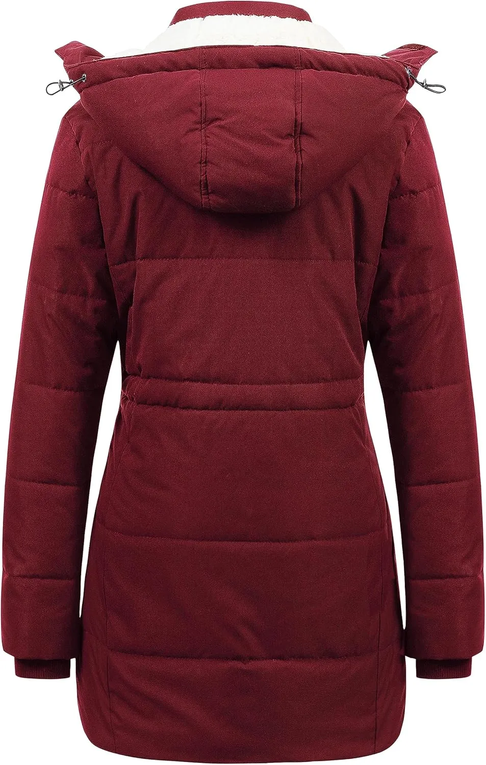 CREATMO US Women's Thicken Sherpa Winter Coat Puffy Warm Snow Jacket With Removable Hood