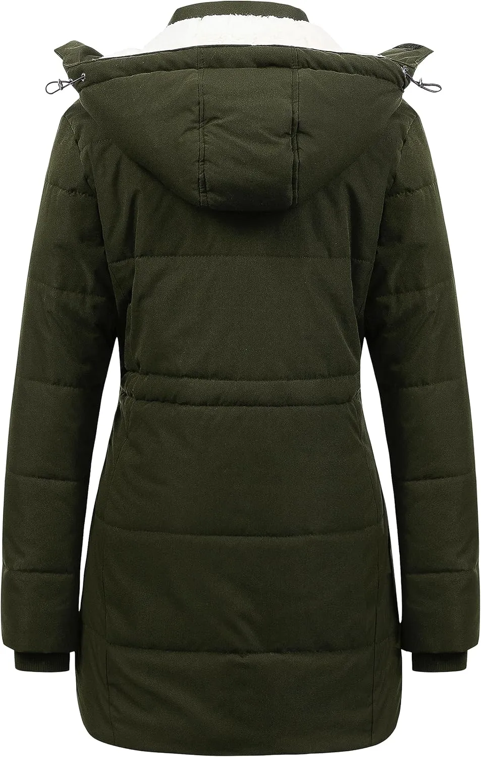 CREATMO US Women's Thicken Sherpa Winter Coat Puffy Warm Snow Jacket With Removable Hood