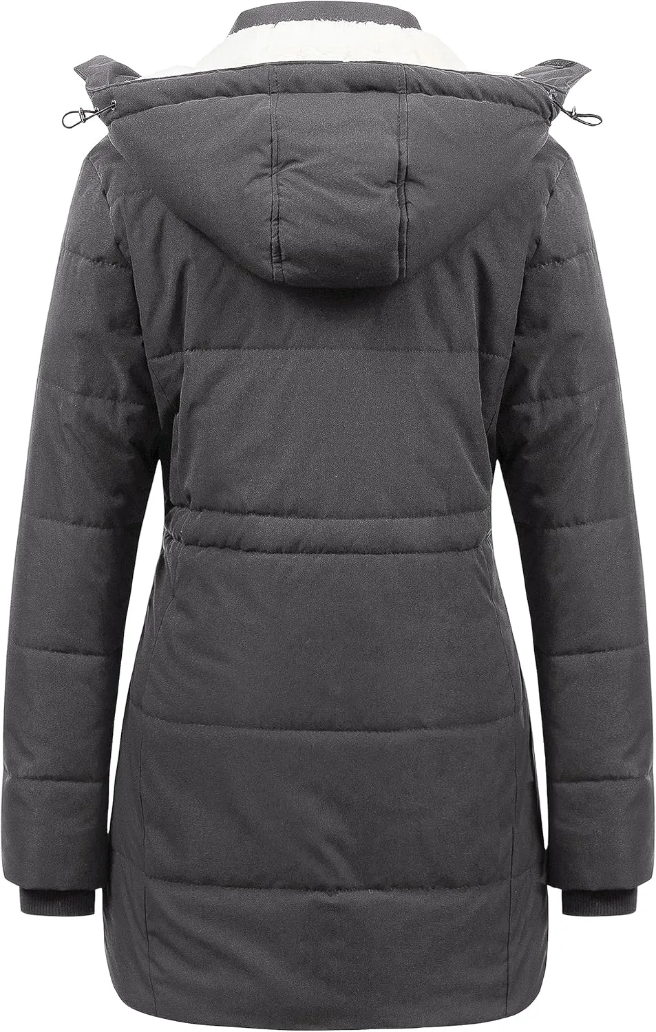 CREATMO US Women's Thicken Sherpa Winter Coat Puffy Warm Snow Jacket With Removable Hood