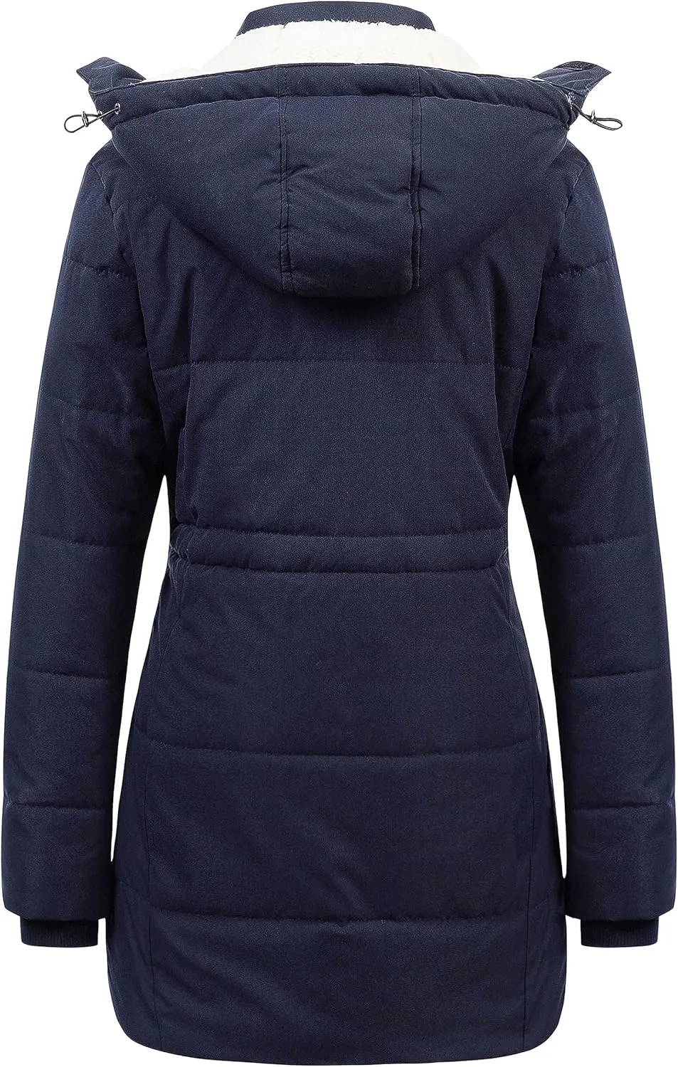 CREATMO US Women's Thicken Sherpa Winter Coat Puffy Warm Snow Jacket With Removable Hood