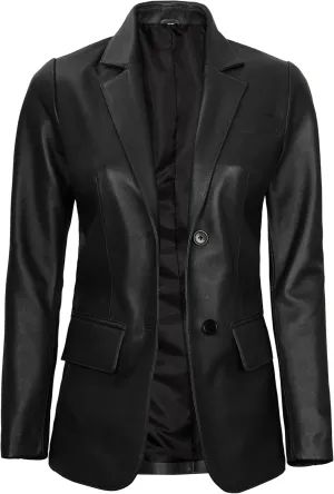 Decrum Leather Blazer Women - Real Lambskin Casual Womens Leather Jackets