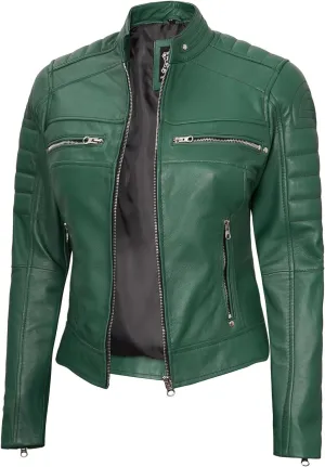 Decrum Leather Jacket Women - Stylish Casual Real Lambskin Leather Jackets for Women