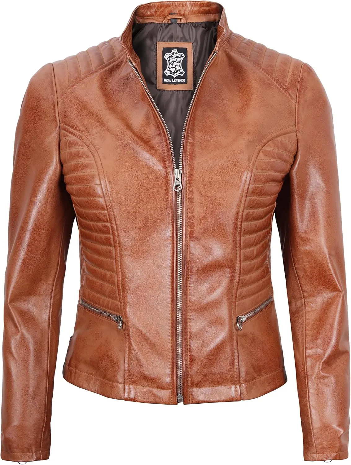 Decrum Leather Jacket Women - Stylish Casual Real Lambskin Leather Jackets for Women
