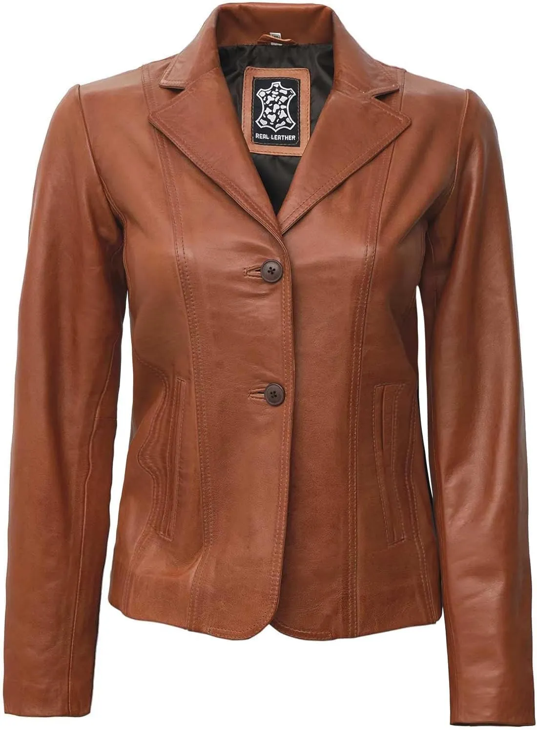 Decrum Women Leather Blazer - Casual Stylish Leather Jackets for Women