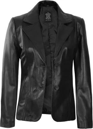 Decrum Women Leather Blazer - Casual Stylish Leather Jackets for Women