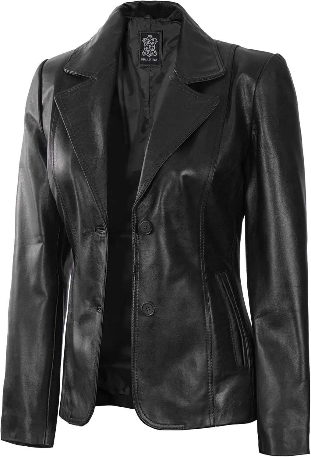 Decrum Women Leather Blazer - Casual Stylish Leather Jackets for Women