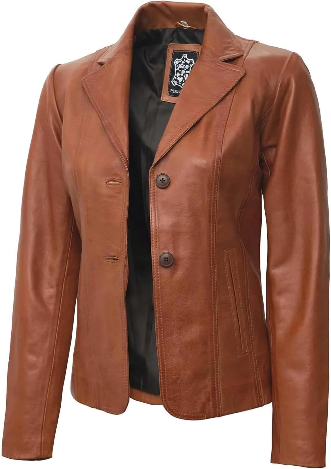 Decrum Women Leather Blazer - Casual Stylish Leather Jackets for Women