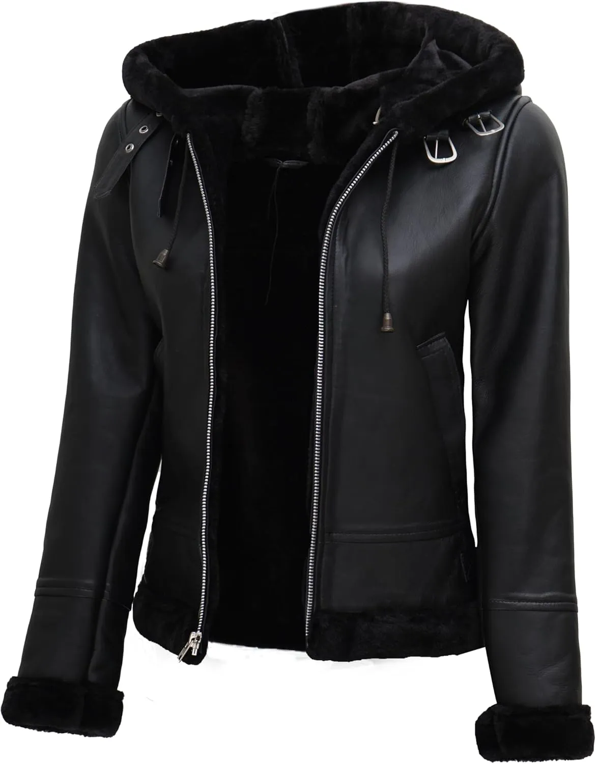 Decrum Women Leather Jacket - Stylish Shearling Leather Jackets For Women