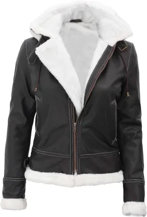 Decrum Women Leather Jacket - Stylish Shearling Leather Jackets For Women