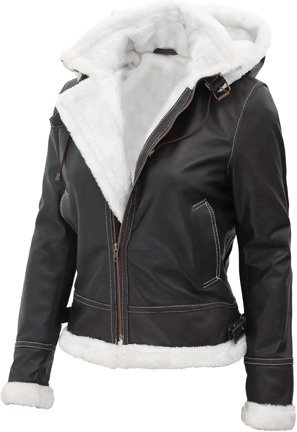 Decrum Women Leather Jacket - Stylish Shearling Leather Jackets For Women