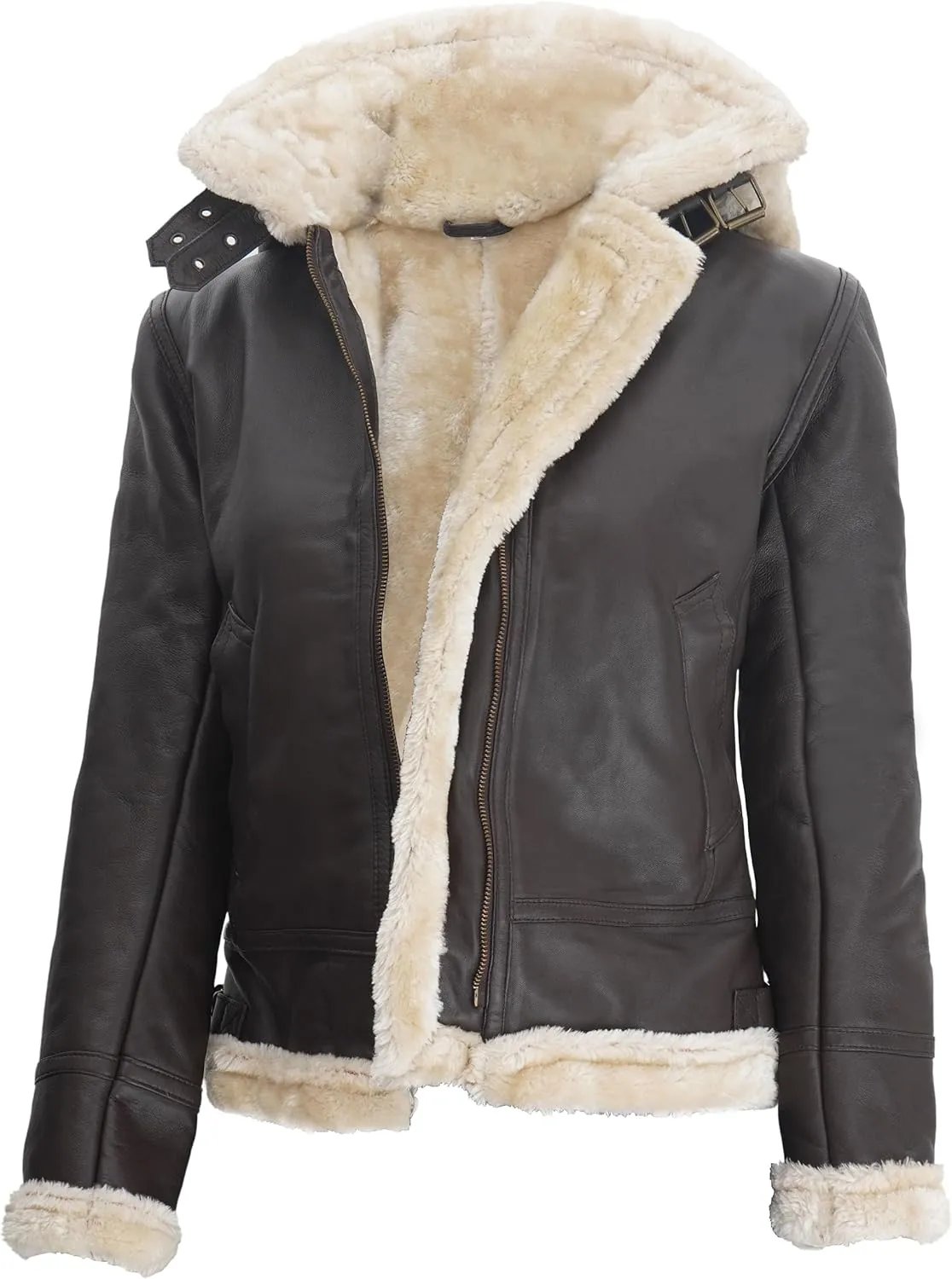 Decrum Women Leather Jacket - Stylish Shearling Leather Jackets For Women