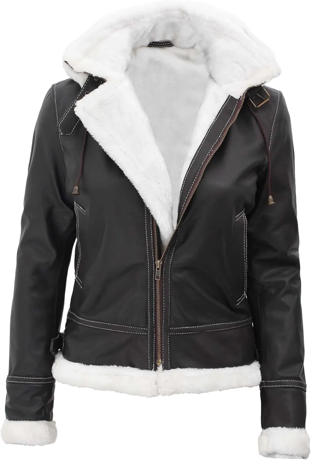 Decrum Women Leather Jacket - Stylish Shearling Leather Jackets For Women