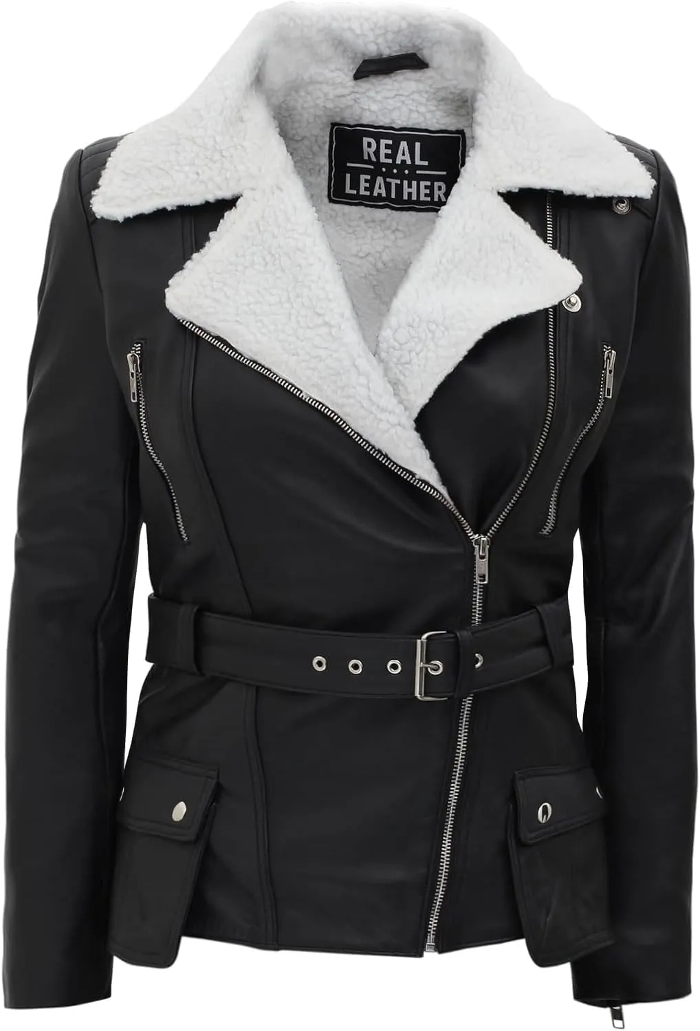 Decrum Women Leather Jacket - Stylish Shearling Leather Jackets For Women
