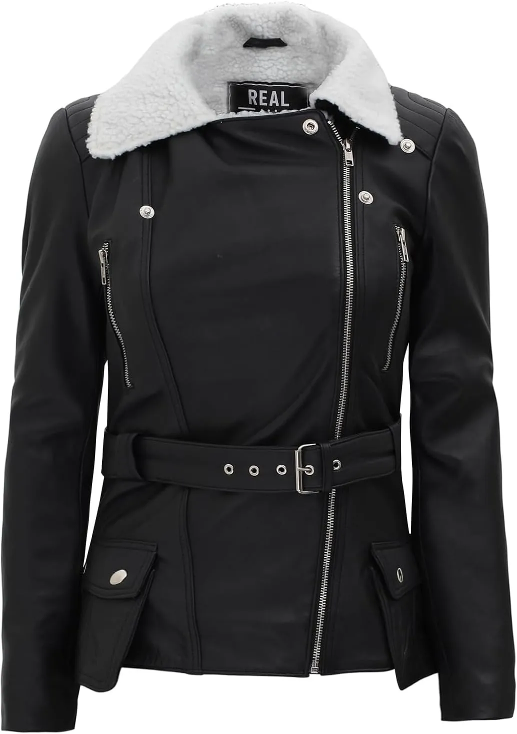 Decrum Women Leather Jacket - Stylish Shearling Leather Jackets For Women