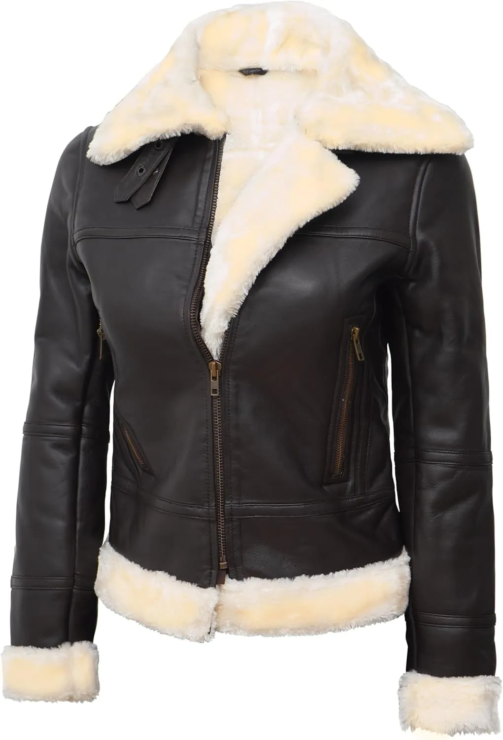 Decrum Women Leather Jacket - Stylish Shearling Leather Jackets For Women