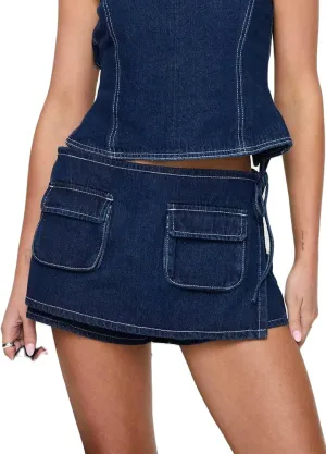 Denim Skorts for Women Cargo Jean Skort Low Rise Shorts Mini Skirt Country Concert Wear
