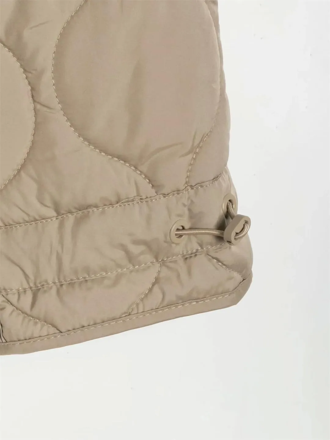 Disimlarl Women's Stand Collar Loose Drawstring Light Cotton-Padded Jacket Short Cotton-Padded Coat