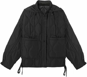 Disimlarl Women's Stand Collar Loose Drawstring Light Cotton-Padded Jacket Short Cotton-Padded Coat