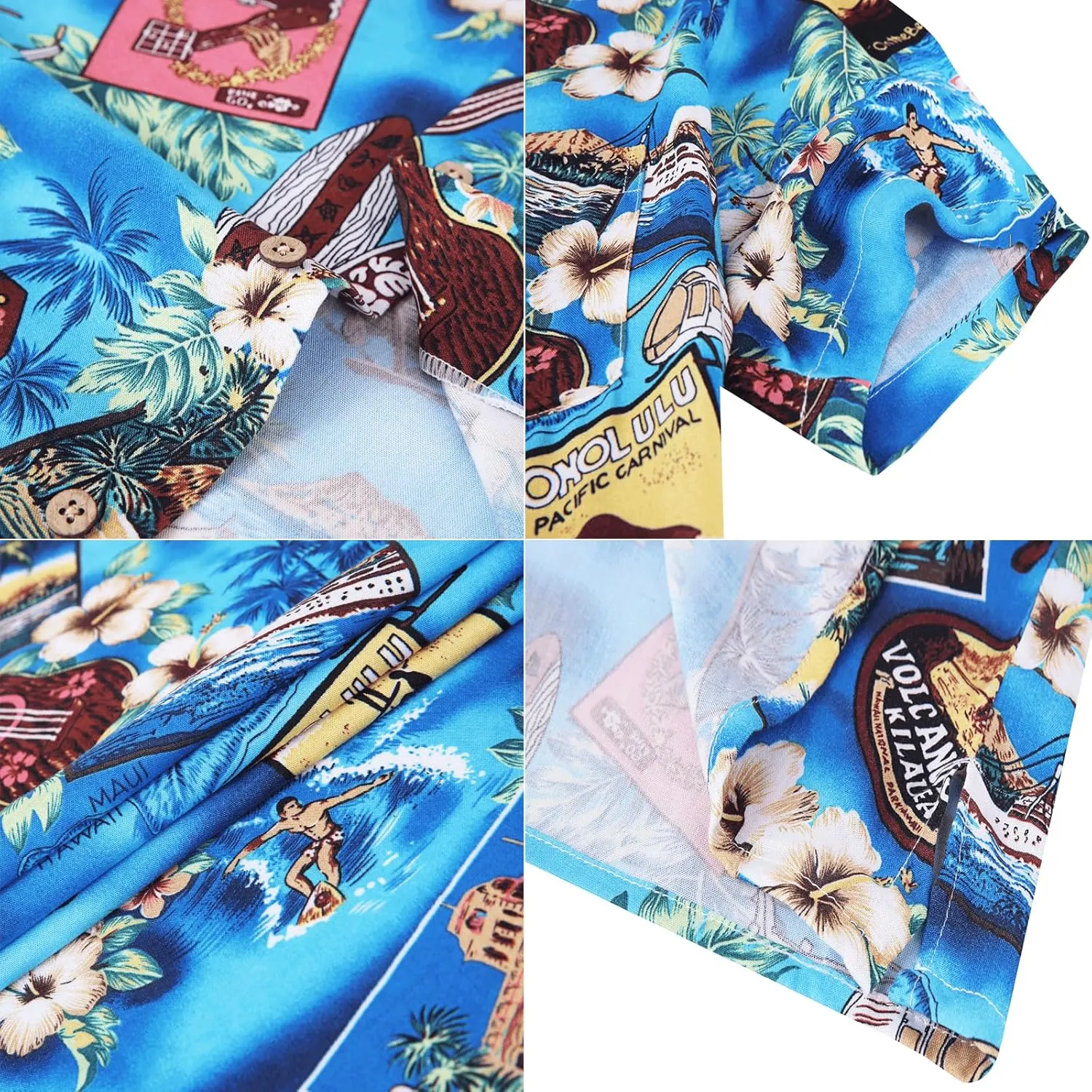 DOKKIA Men's Casual Tropical Floral Short Sleeve Luau Beach Aloha Hawaiian Shirt