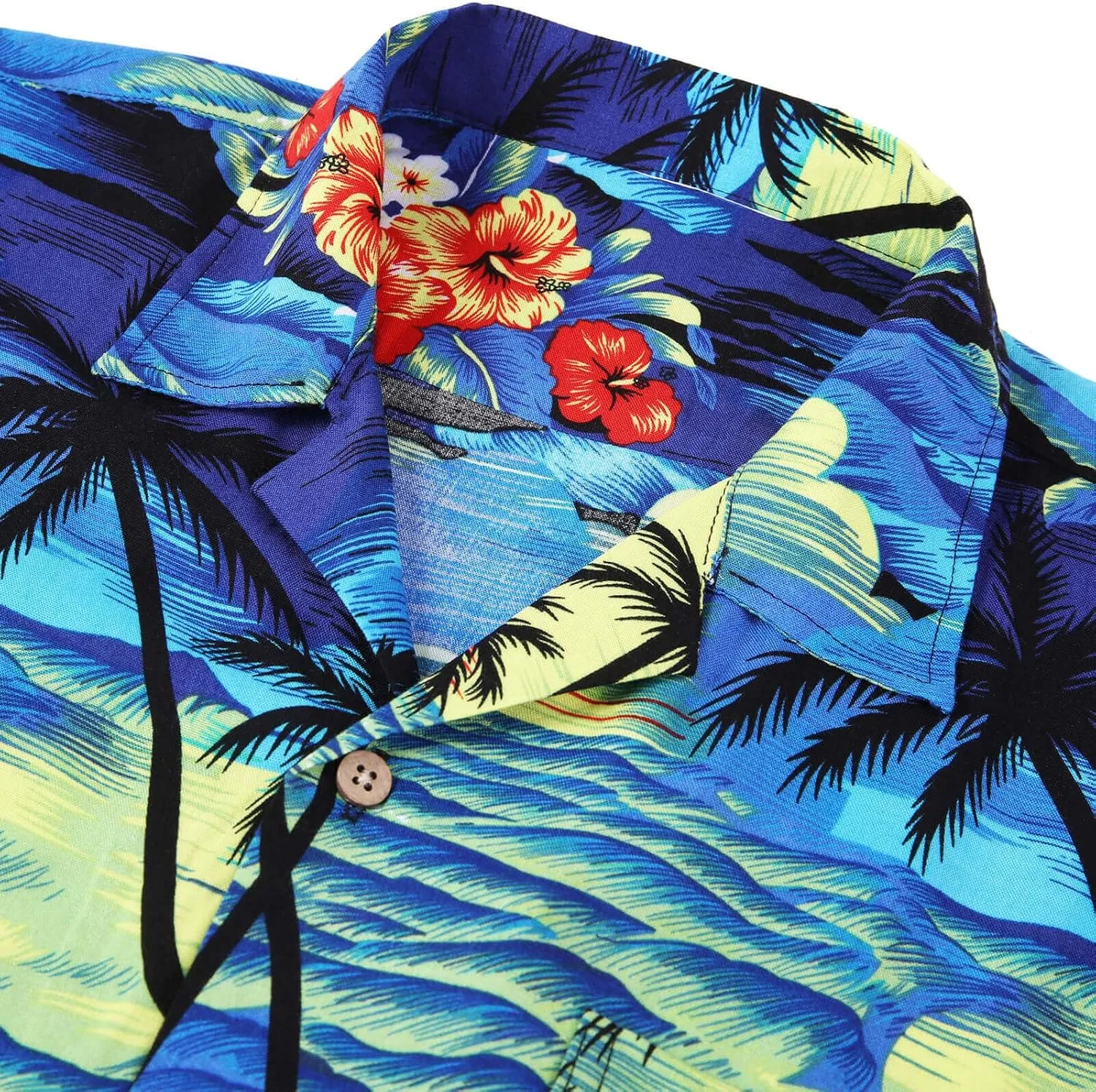 DOKKIA Men's Casual Tropical Floral Short Sleeve Luau Beach Aloha Hawaiian Shirt