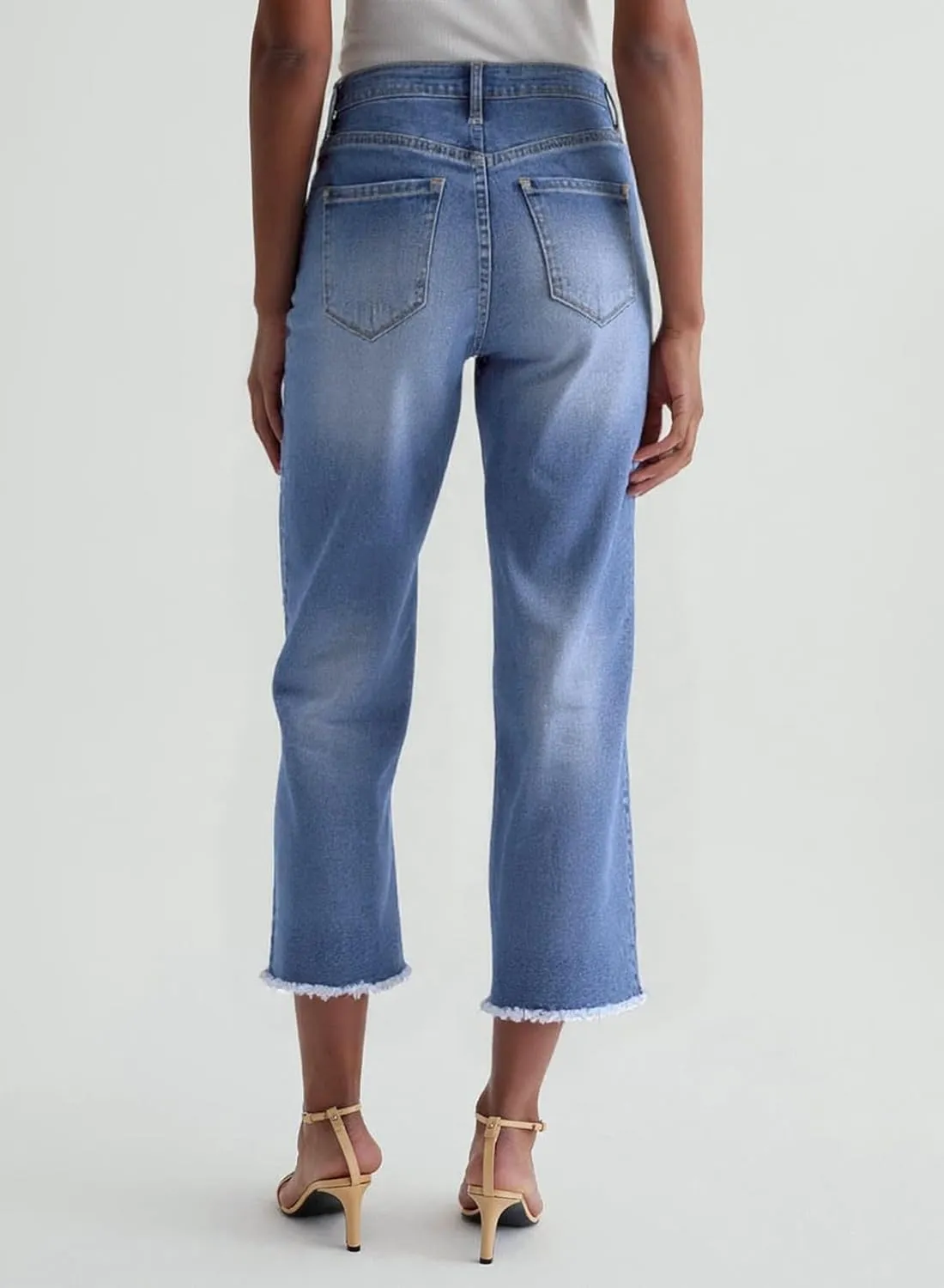 Dokotoo Women's Jeans High Waisted Flare Jeans Raw Hem Denim Pants with Pockets