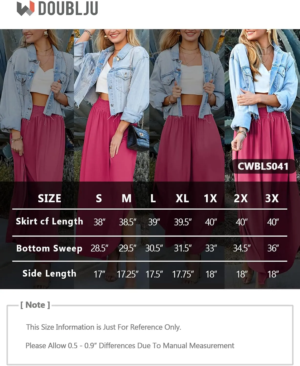 DOUBLJU Casual High Waisted Maxi Skirts Elastic Waist Band Ankle Length Trendy Summer Long Skirt for Womens with Plus Size