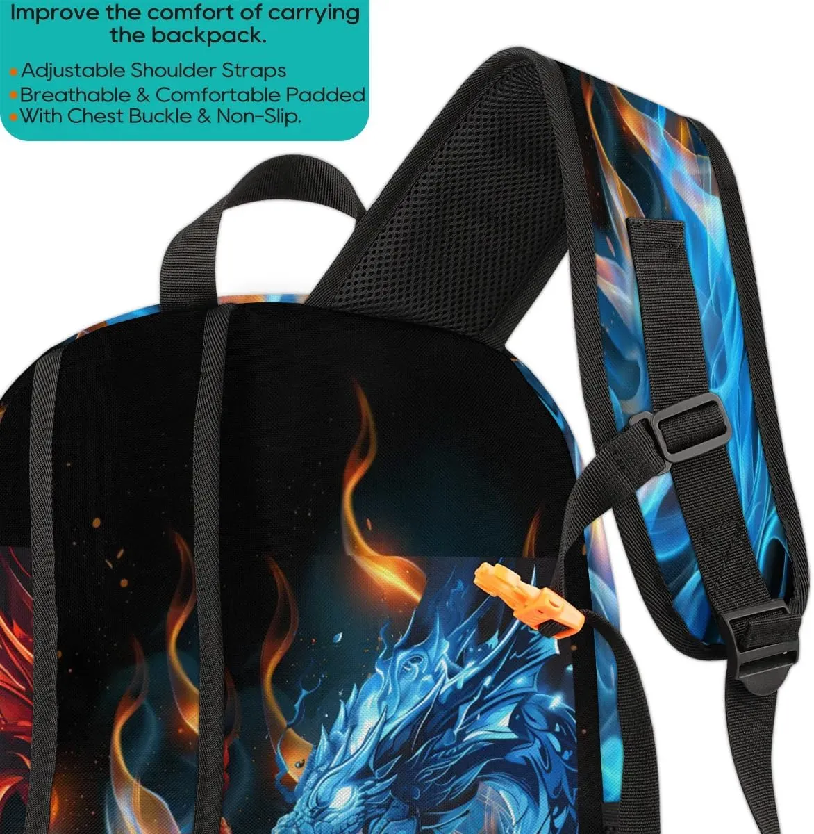 Dragon Backpack for Boys, School Boys Backpack for Kids Children Teens Preschool Elementary Kindergarten Bookbags School Bags 14 inch Laptop Backpacks Casual Travel Hiking Gym Back Pack