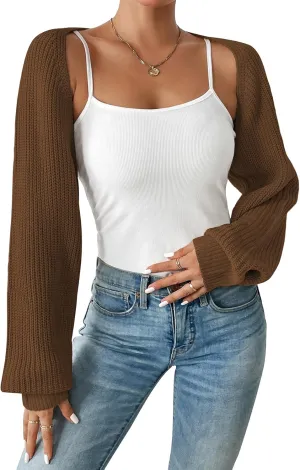 Durio Bolero Shrugs for Women Y2K Long Sleeve Cropped Sweater Cardigan Open Front Womens Fall Fashion 2024