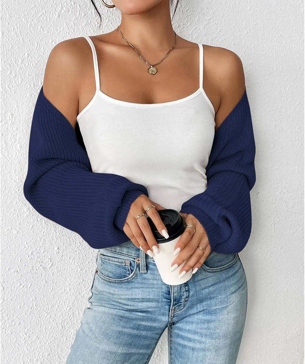 Durio Bolero Shrugs for Women Y2K Long Sleeve Cropped Sweater Cardigan Open Front Womens Fall Fashion 2024