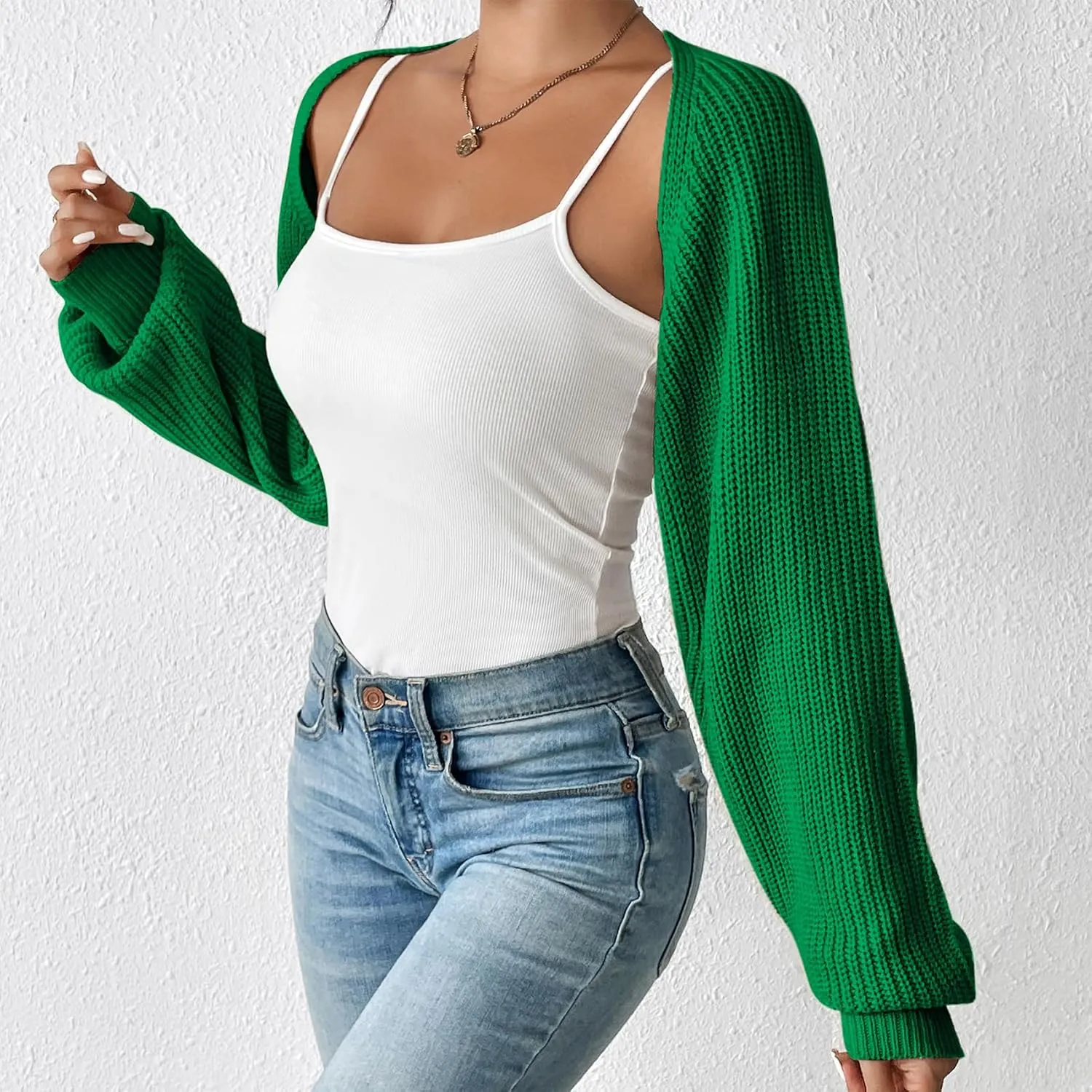 Durio Bolero Shrugs for Women Y2K Long Sleeve Cropped Sweater Cardigan Open Front Womens Fall Fashion 2024