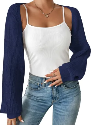 Durio Bolero Shrugs for Women Y2K Long Sleeve Cropped Sweater Cardigan Open Front Womens Fall Fashion 2024