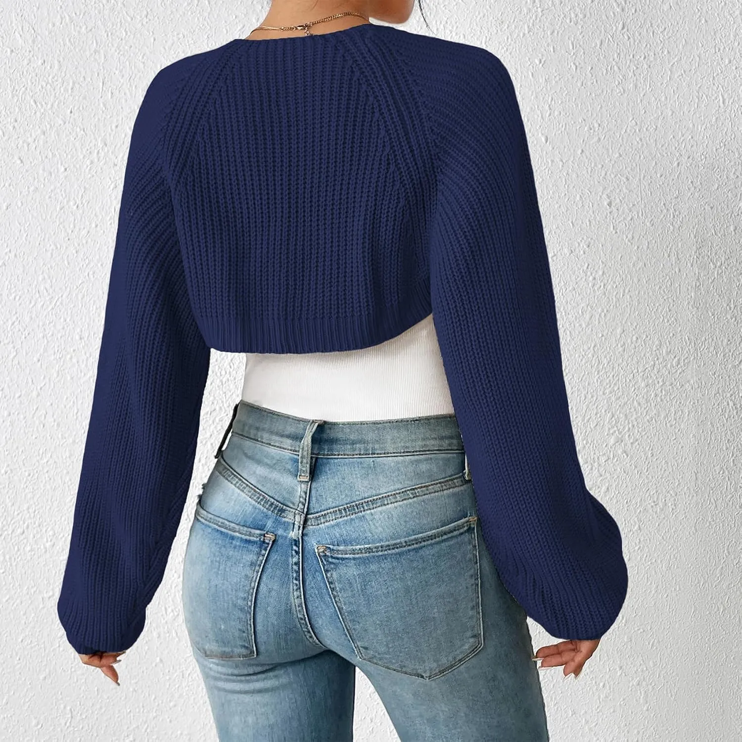 Durio Bolero Shrugs for Women Y2K Long Sleeve Cropped Sweater Cardigan Open Front Womens Fall Fashion 2024